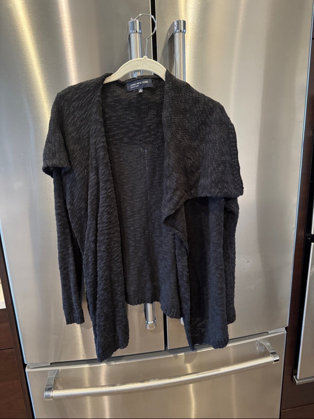 Jones New York Black Open-Front Lightweight Cardigan